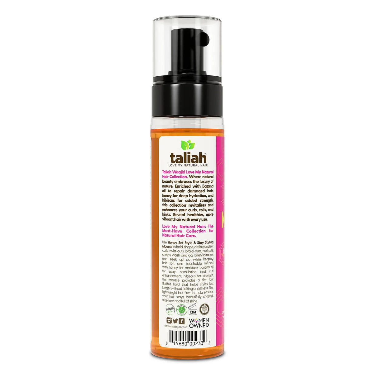 Taliah Waajid Health & Beauty Taliah Waajid Love My Natural Hair Honey Set & Style Styling Mousse 8oz