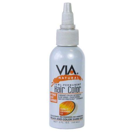 Via Natural Health & Beauty Via Hair Color Sunlit Orange 32 60ml/2oz Via Natural Semi-Permanent Hair Color 60ml